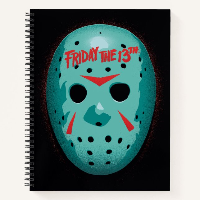 Cuaderno Viernes 13 | Gráfico de máscaras de hockey azul (Anverso)