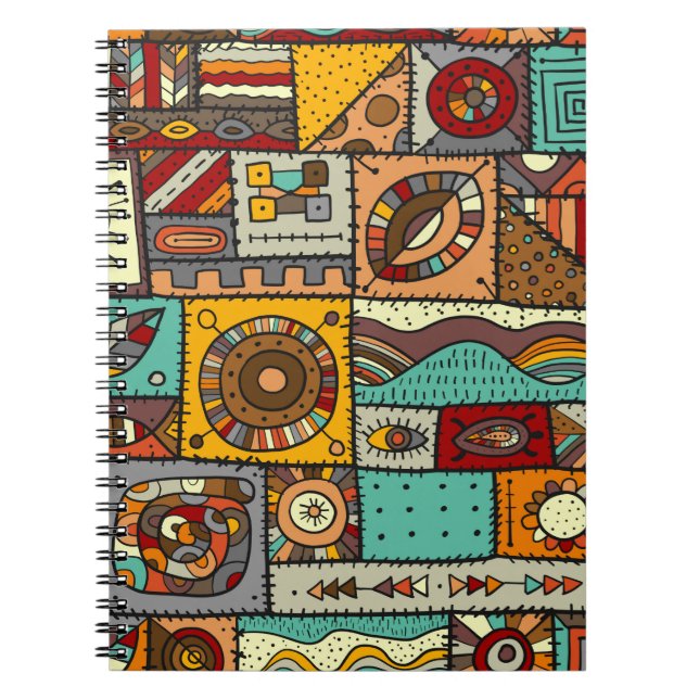 Cuaderno Viernes de tela en un estilo de patchwork. Étnico (Frente)