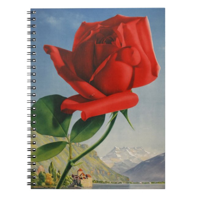Cuaderno Viñage Montreux Red Rose Suiza Lago Ginebra (Frente)