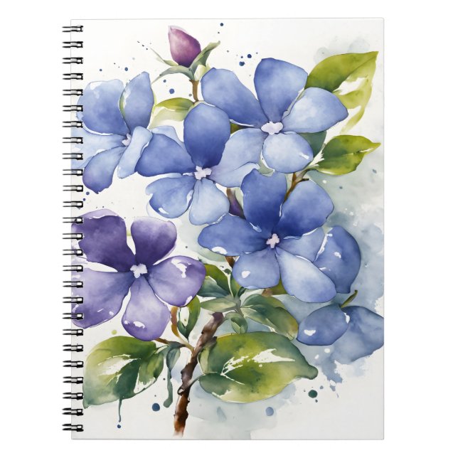 Cuaderno Vincapervinca - Flores de acuarela (Frente)