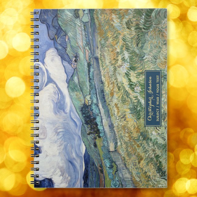 Cuaderno Vincent Van Gogh Landscape Art Gold Monogramado (Vincent Van Gogh Landscape Art Gold Monogrammed Notebook)