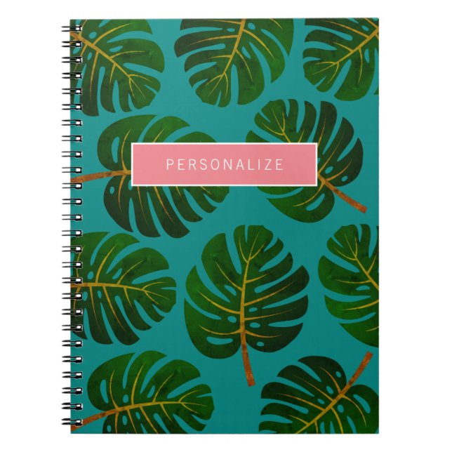 Cuaderno Viñeta Monstera hojas de palmera personalizado dia (Frente)