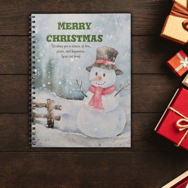 Cuaderno Viñeta/Navidades/Watercolor Cute Snowman Notebook (Vintage/Christmas/Watercolor Cute Snowman Spiral Notebook)