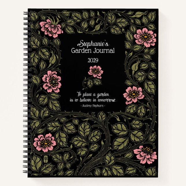 Cuaderno Viñeta Nouveau Floral Jardín Botánico Journal (Anverso)
