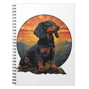 Cuaderno Viñeta retro haitiana de amante de mascotas Dachsh