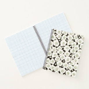 Cuaderno Vintage 1902 Japonés Floral: Flor Blanca Negra