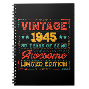 Cuaderno Vintage 1945 Hecho en 1945 80º cumpleaños 80 años