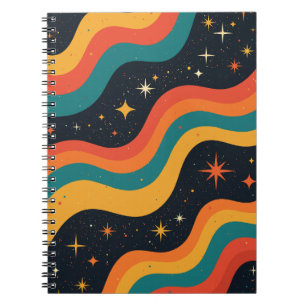 Cuaderno Vintage 70s Sueño Cósmico Groovy Ondulado Retro