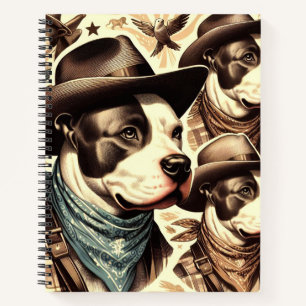 Cuaderno Vintage American Pit Bull Terrier Ilustracion