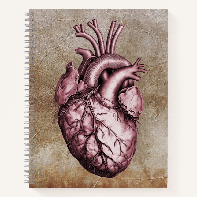 Cuaderno Vintage anatomical illustration of the human heart (Anverso)
