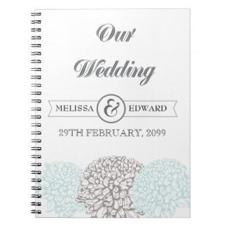 Cuaderno Vintage Aqua Zinnia Boda Spiral Note Book