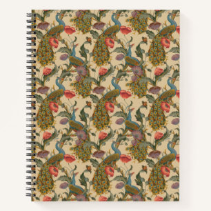Cuaderno Vintage Art Nouveau 1890 Patrón pavo real