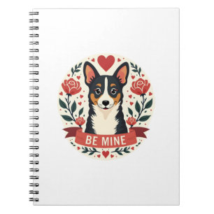 Cuaderno Vintage Be Mine Corgi San Valentín Floral Folk Art