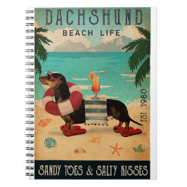 Cuaderno Vintage Beach Cocktail Life Dachshund