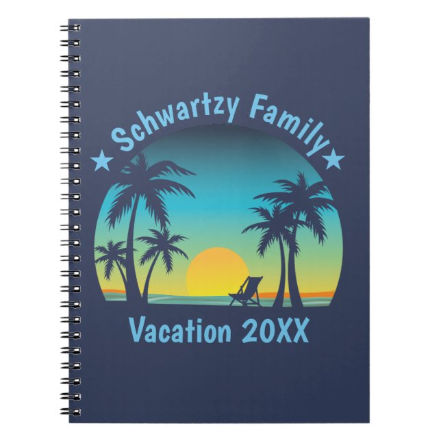Cuaderno Vintage Beach Sunset Vacation Naranja-salón azul (Frente)