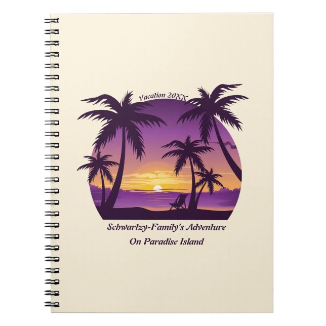 Cuaderno Vintage Beach Sunset Vacation tumbona durazno (Frente)