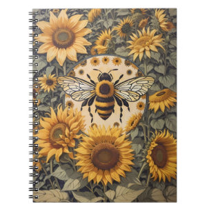 Cuaderno Vintage Bee and Sunflowers