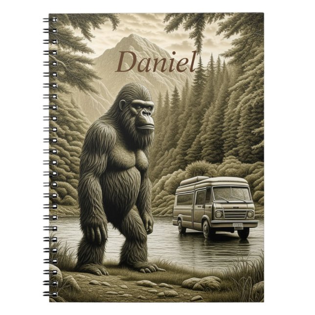 Cuaderno Vintage Bigfoot y RV Camper Personalizados  (Frente)
