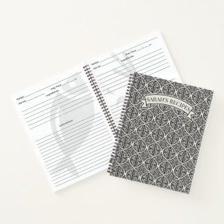 Cuaderno Vintage Black Damask Kitchen Recipe