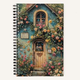 Cuaderno Vintage Blaues Gartenhaus Im Rosen Blumenmeer 