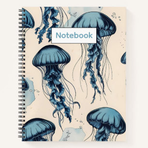 Cuaderno Vintage Blue Jellyfish Ocean Themed College