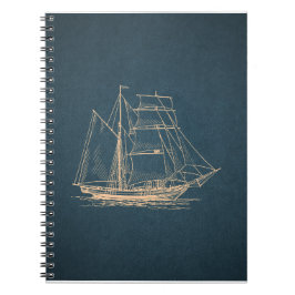 Cuaderno Vintage Blue Nautical Sailboat Art