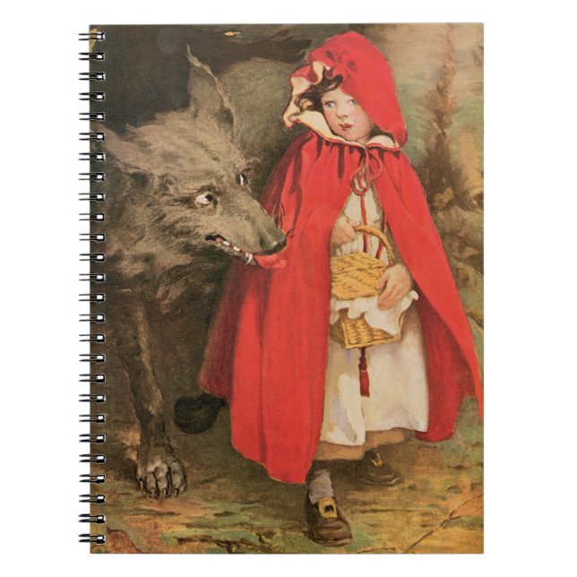 Cuaderno Vintage Caperucita Roja y gran lobo malo (Frente)