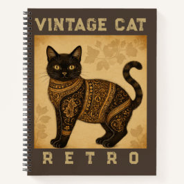 Cuaderno Vintage Cat, Antique Cat,and Motif Pattern
