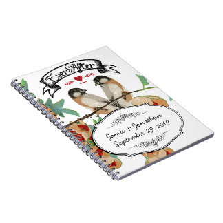 Cuaderno Vintage Cherry Blossom Love Bird Peach Mint