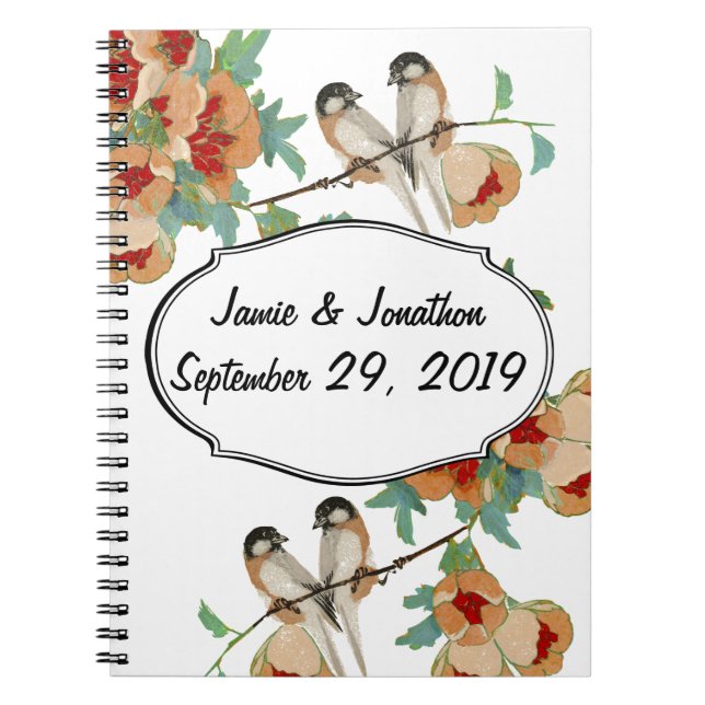 Cuaderno Vintage Cherry Blossom Love Bird Peach Mint (Frente)