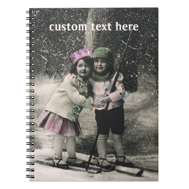 Cuaderno Vintage Christmas, Best Friends on Skis (Frente)
