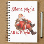 Cuaderno Vintage Christmas Funny Santa Claus<br><div class="desc">Vintage Minimal acuarela Santa Claus sentado en la elegante tipografía moderna Noche silenciosa! ¡Todo es Brillante! cuaderno de navidades. Productos a juego disponibles.</div>
