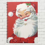Cuaderno Vintage Christmas, Jolly Winking Santa Claus<br><div class="desc">Diseño de vacaciones de Navidades de ilustracion de época con un feliz y alegre Santa Claus usando un gorra y guiñando el ojo como si tuviera un secreto. Ho,  ho,  ho,  ¡Feliz Navidad!</div>