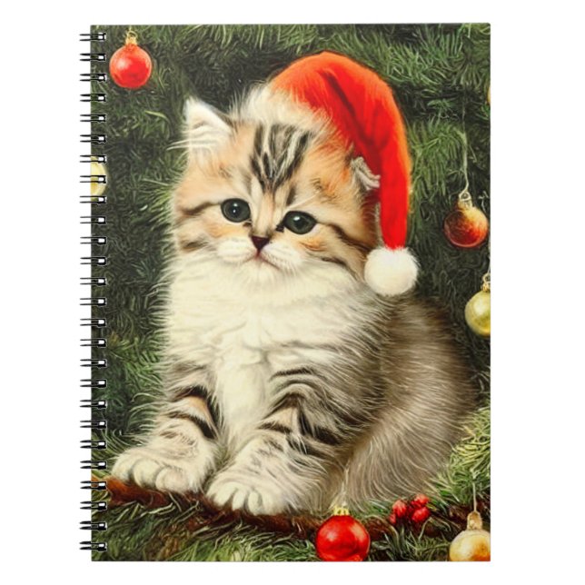 Cuaderno Vintage Christmas Kitten (Frente)