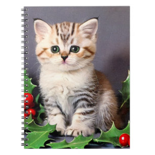 Cuaderno Vintage Christmas Kitten and Holly