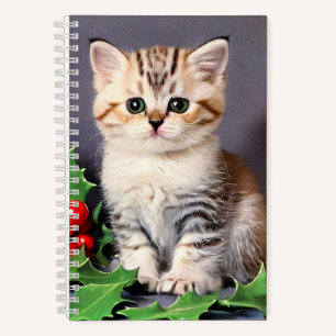 Cuaderno Vintage Christmas Kitten and Holly