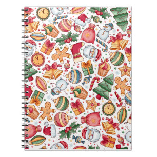 Cuaderno Vintage Christmas Pattern, Feliz Año Nuevo