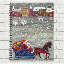 Vintage Christmas, Santa Claus Horse Open Sleigh