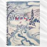 Cuaderno Vintage Christmas, Snowscape con Winter Village<br><div class="desc">Ilustracion Vintage Victorian Era Feliz Navidad navideña diseño de temporada de invierno con un pueblo nevado. Un río helado recorre el bosque,  los árboles están cubiertos de nieve y el hielo y las montañas están a lo lejos. ¡Felices fiestas y saludos de temporada!</div>