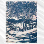 Cuaderno Vintage Christmas, Winter Mountain Landscape<br><div class="desc">Ilustracion de época Victorian Era Merry diseño navideño con un paisaje nevado de invierno. Árboles y montañas cubiertas de nieve con un pueblo a lo lejos al amanecer. ¡Felices fiestas y saludos de temporada!</div>