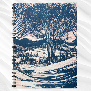 Cuaderno Vintage Christmas, Winter Mountain Landscape