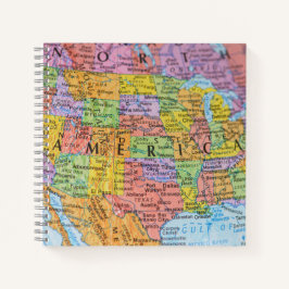 Cuaderno Vintage Colorful USA Map Illustration