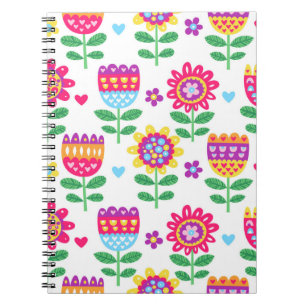 Cuaderno vintage colorido sin costura con fl alegre