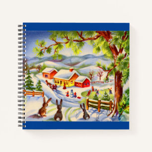 Cuaderno Vintage connidos de Navidad mirando Navidades