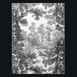 Cuaderno Vintage Cottage Landscape Toile-Black & White<br><div class="desc">Clásico paisaje vintage de estilo toile de jouy con una casa de campo rústica y un puente en un claro enmarcado por un bosque de árboles en tonos negros y grises sobre fondo blanco. El patrón no tiene fisuras y puede ampliarse o reducirse.</div>