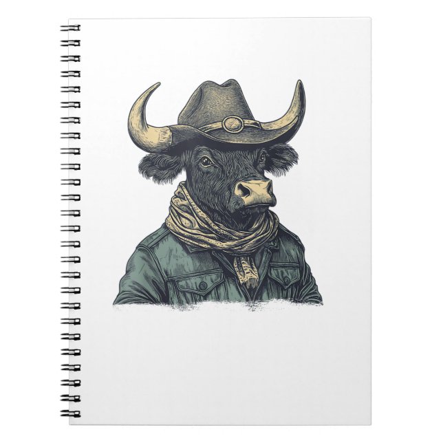 Cuaderno Vintage Cowboy Bull Rodeo Moooch Obligado Pardner  (Frente)