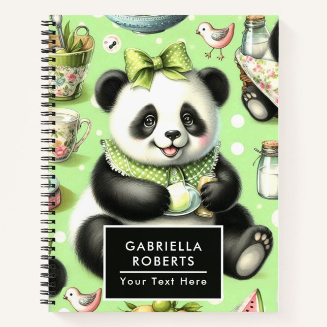 Cuaderno Vintage Cute Baby Panda (Anverso)