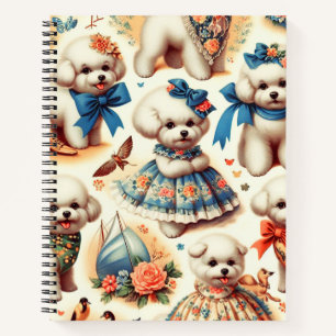 Cuaderno Vintage Cute Bichon Frisé Pintura