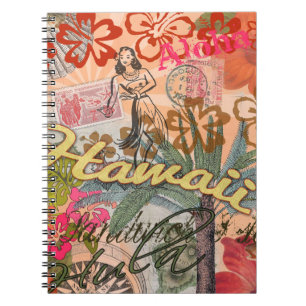 Cuaderno Vintage de la flor hawaiana hula