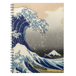 Cuaderno Vintage de PixDezines, gran onda, 葛飾北斎の神奈川沖浪 de